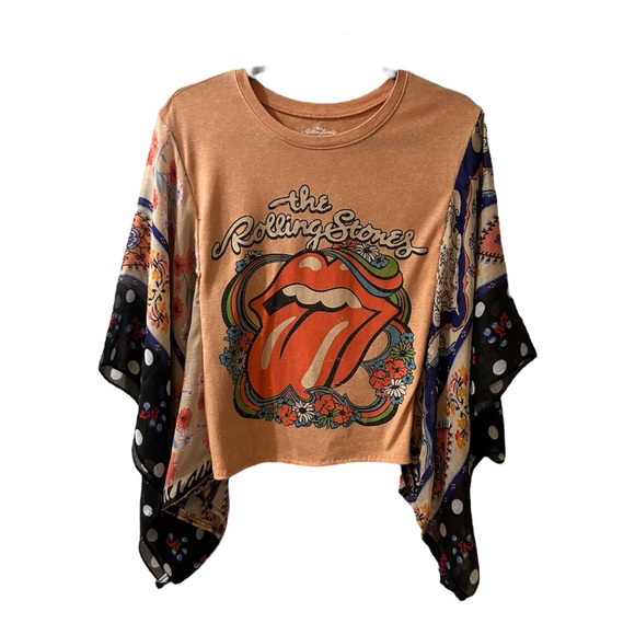Tops - Rolling Stones Graphic Short Sleeve Top - Tan